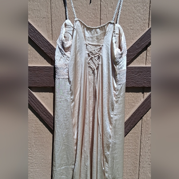 Lucky Brand Cream Lace-Front Maxi Slip Dress - Picture 4 of 6